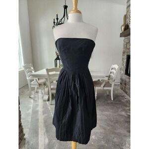 Theory Black Strapless Pleated Cocktail Formal Dress sz‎ 4 EUC LBD